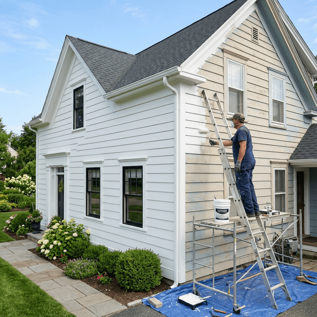 Repaint exterior wall, make house look new